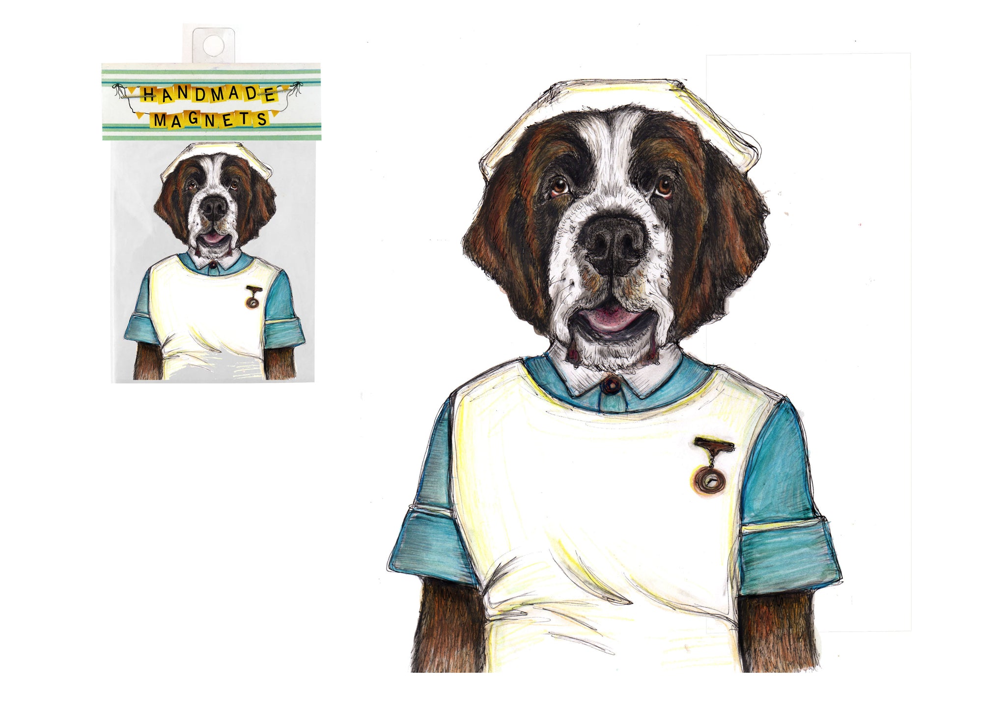 Saint Bernard Nurse Dog Magnet